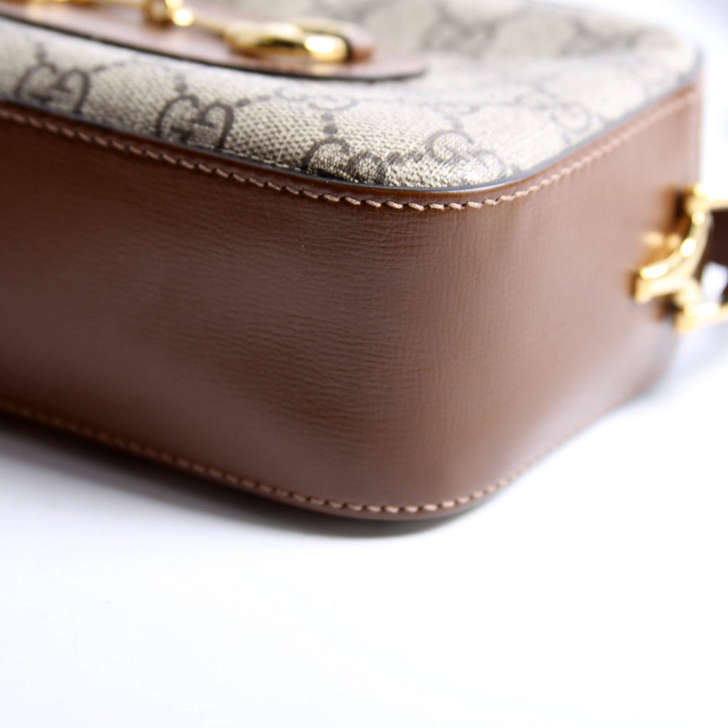 760196 Horsebit 1955 GG Supreme Shoulder Bag Small Brown