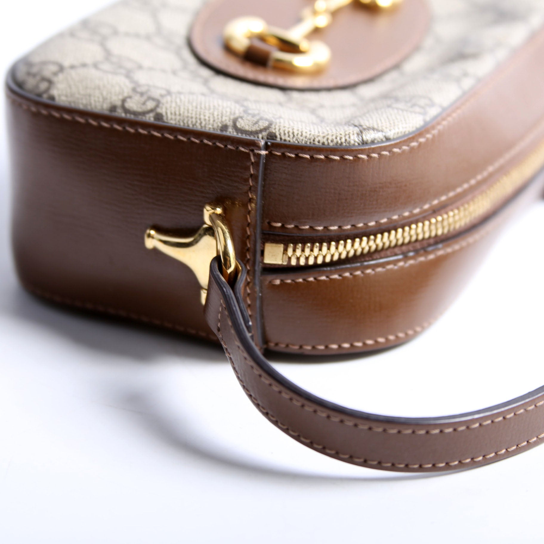 760196 Horsebit 1955 GG Supreme Shoulder Bag Small Brown