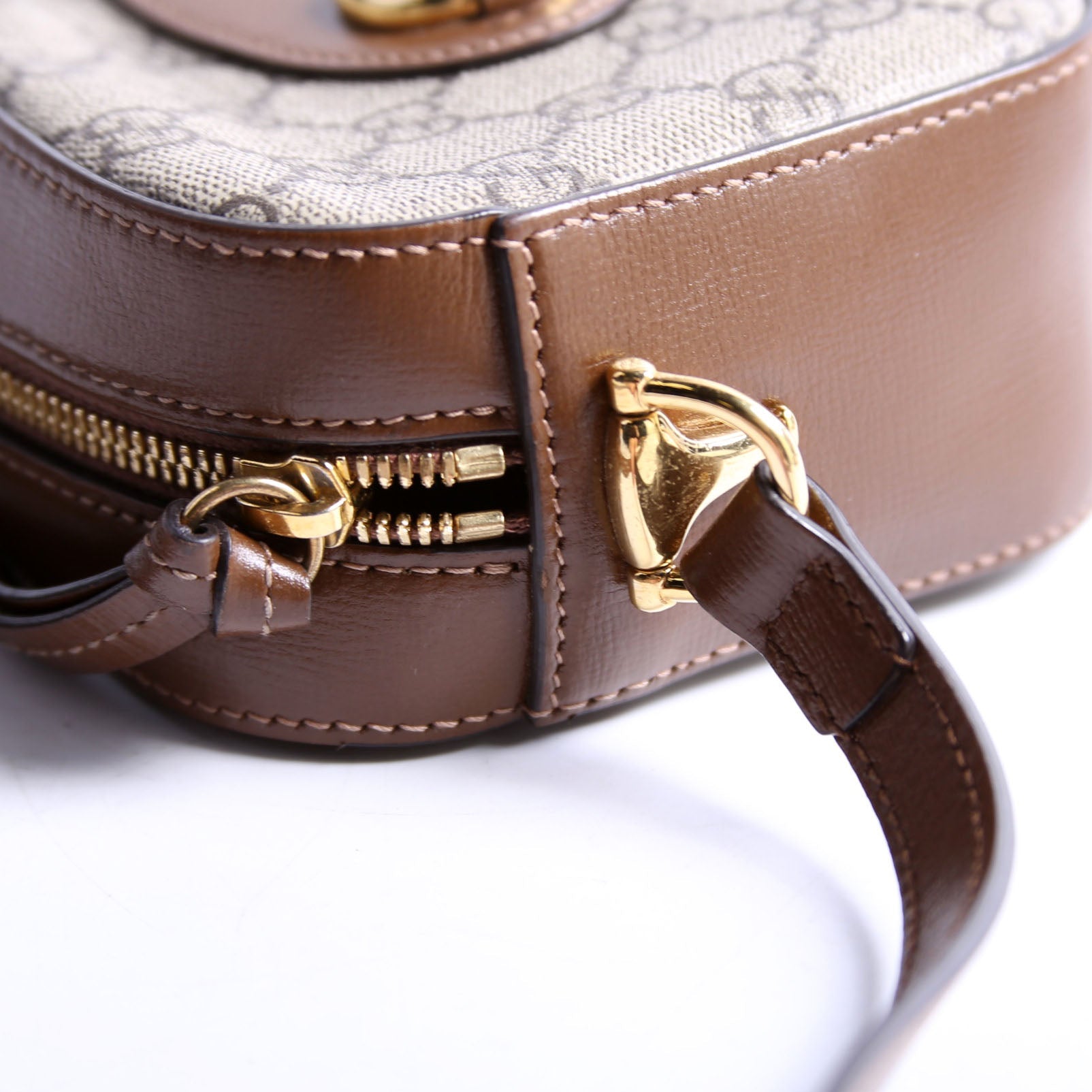 760196 Horsebit 1955 GG Supreme Shoulder Bag Small Brown