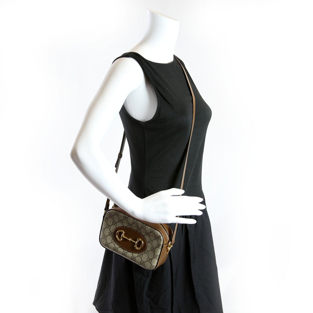 760196 Horsebit 1955 GG Supreme Shoulder Bag Small Brown