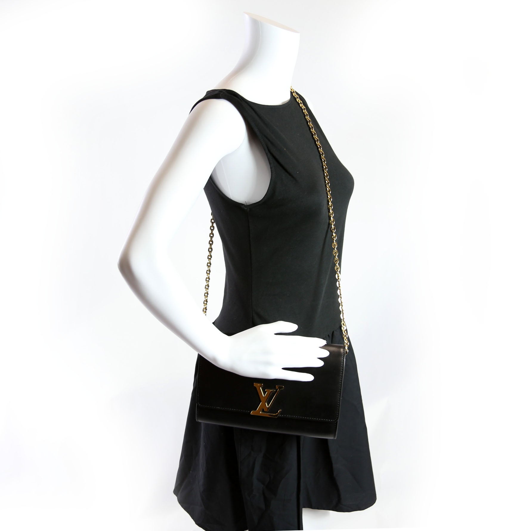 Louise GM Chain Bag Calfskin Black