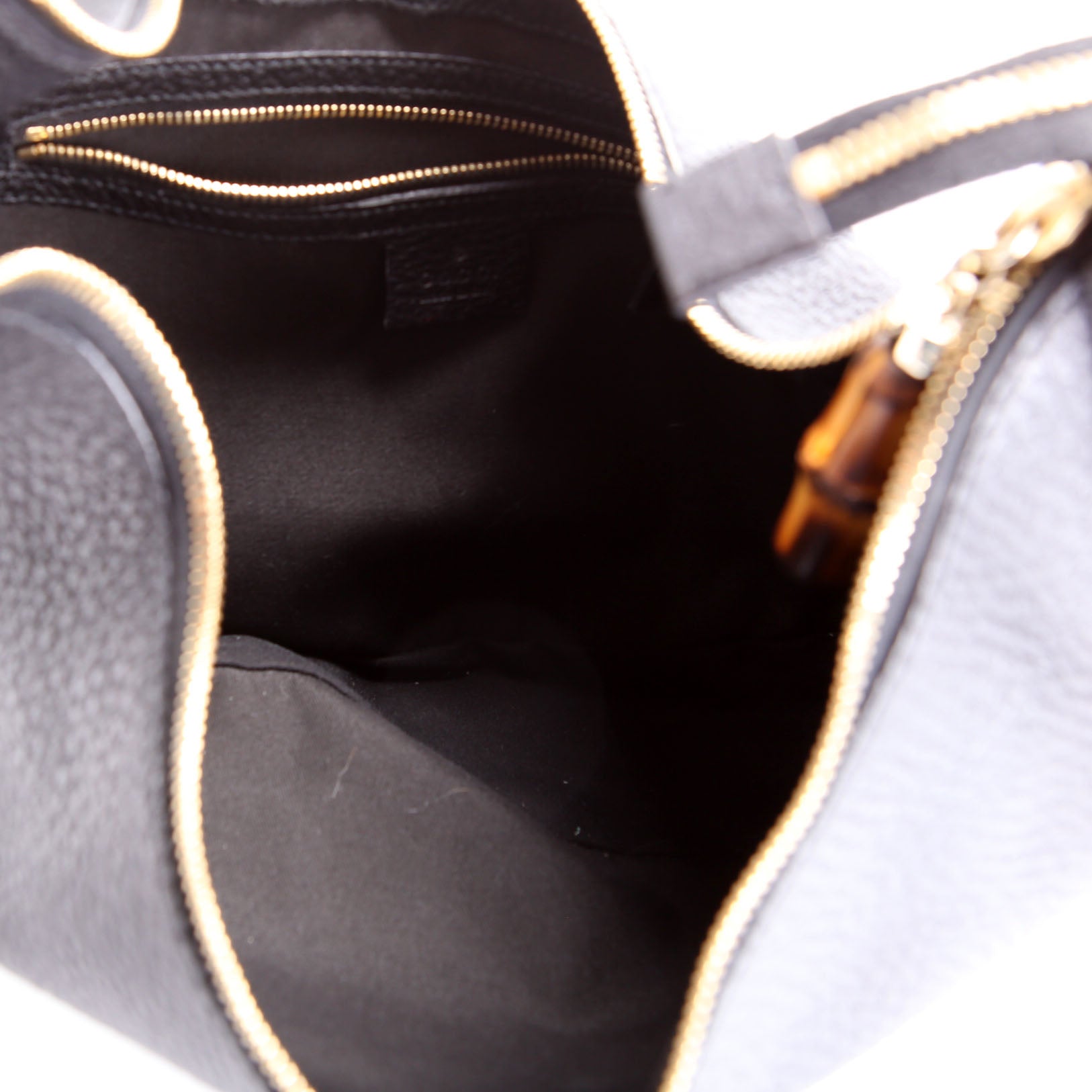 137577 Bamboo Ring Leather Hobo Black