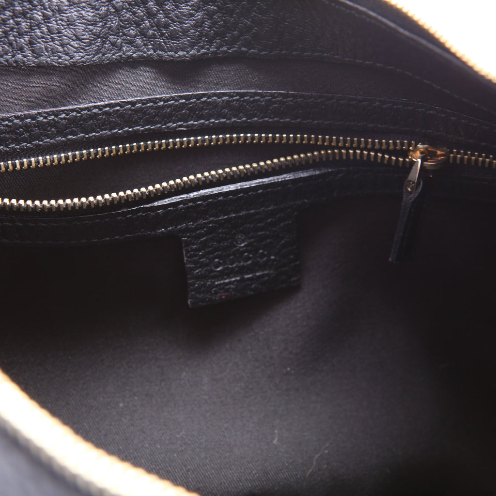 137577 Bamboo Ring Leather Hobo Black