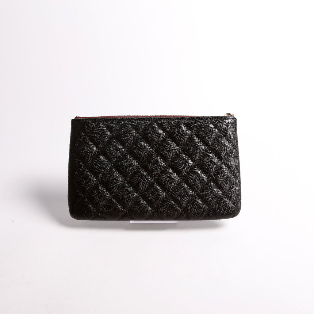 Small Zip Pouch Quilted Caviar 29M