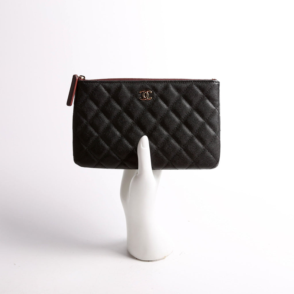 Small Zip Pouch Quilted Caviar 29M