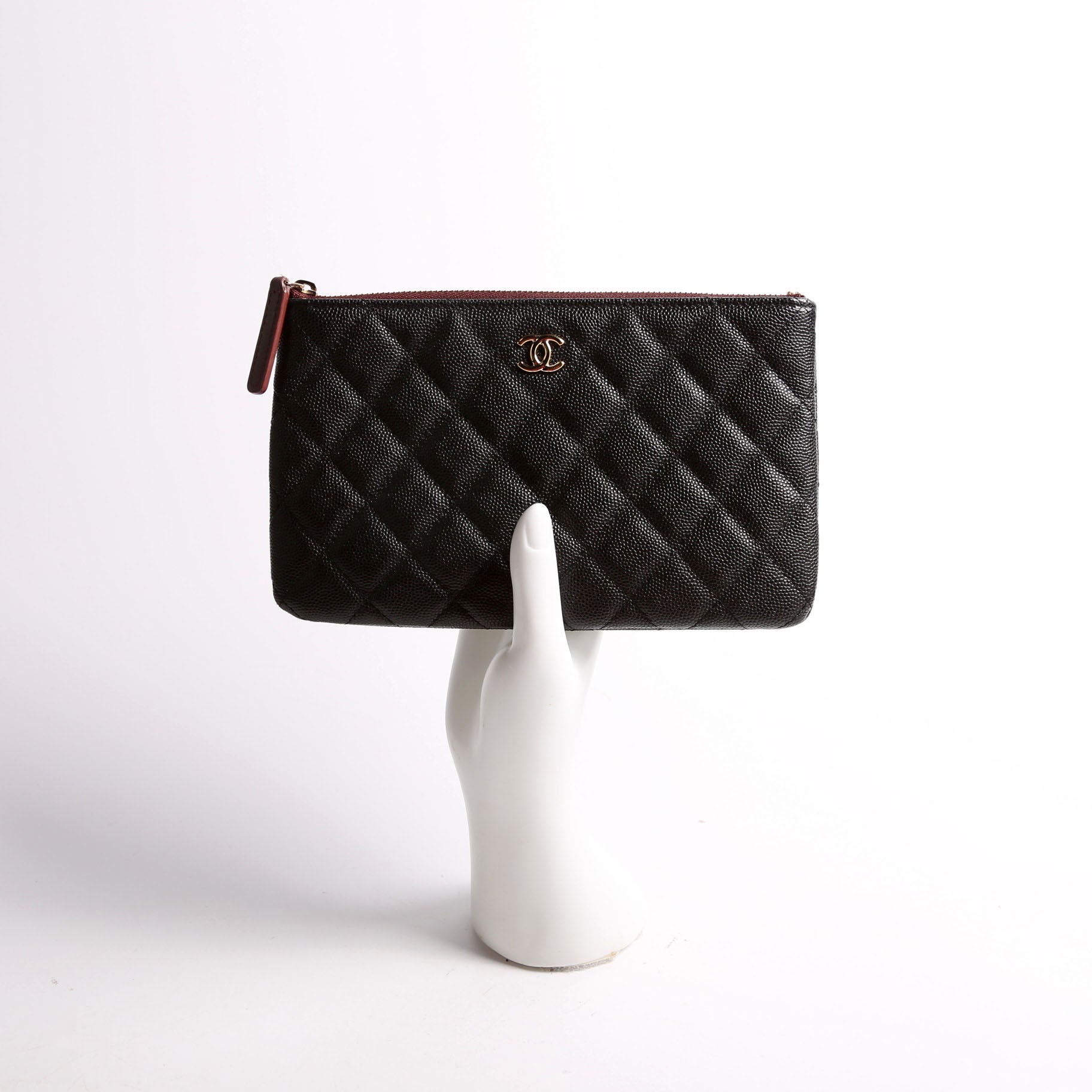 Small Zip Pouch Quilted Caviar 29M
