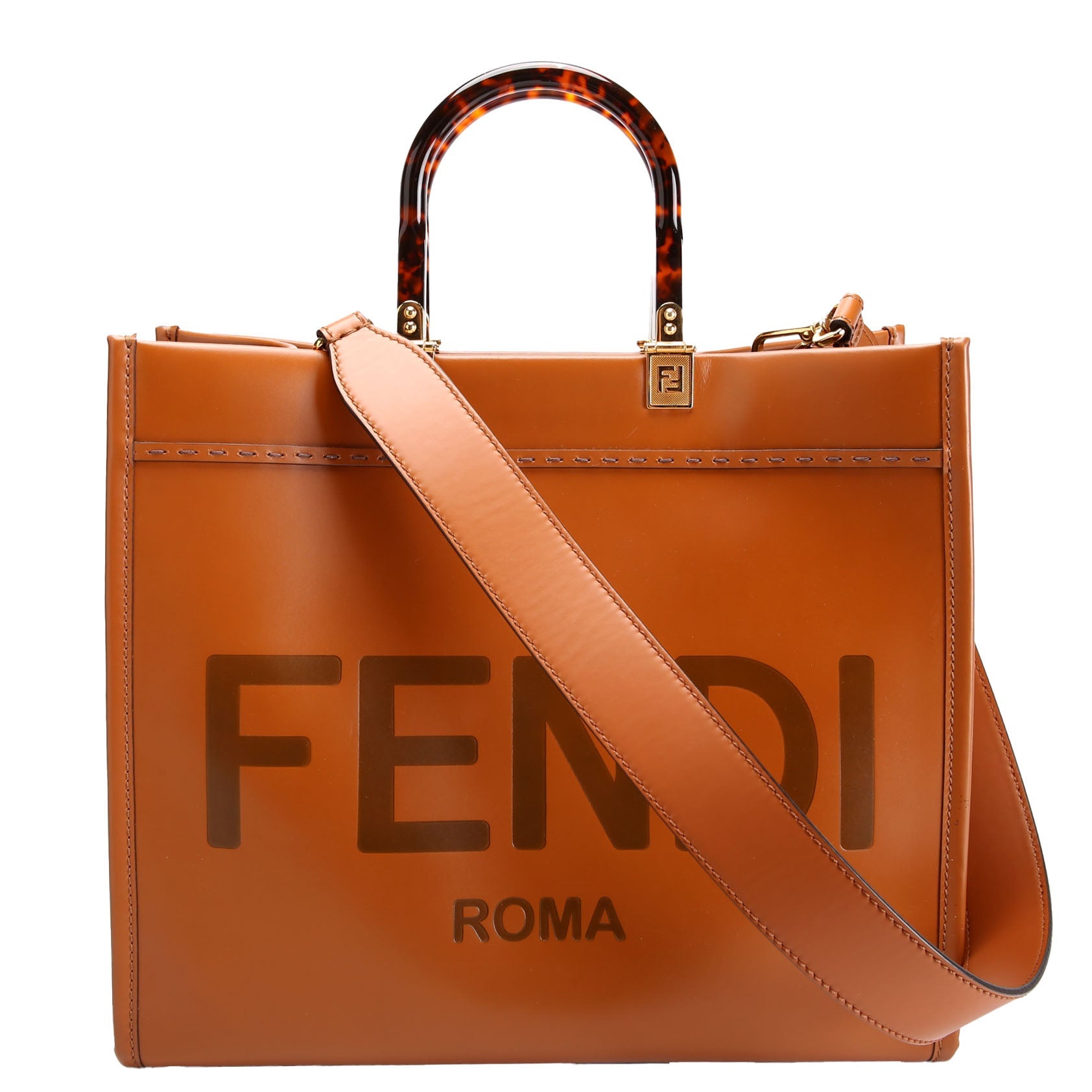 Fendi 8BH386 Sunshine Shopper Medium Leather Brown