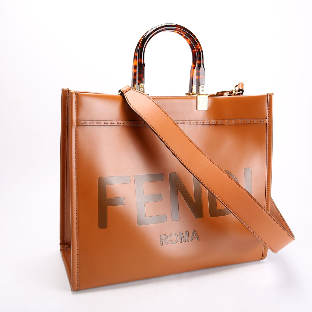 Fendi 8BH386 Sunshine Shopper Medium Leather Brown