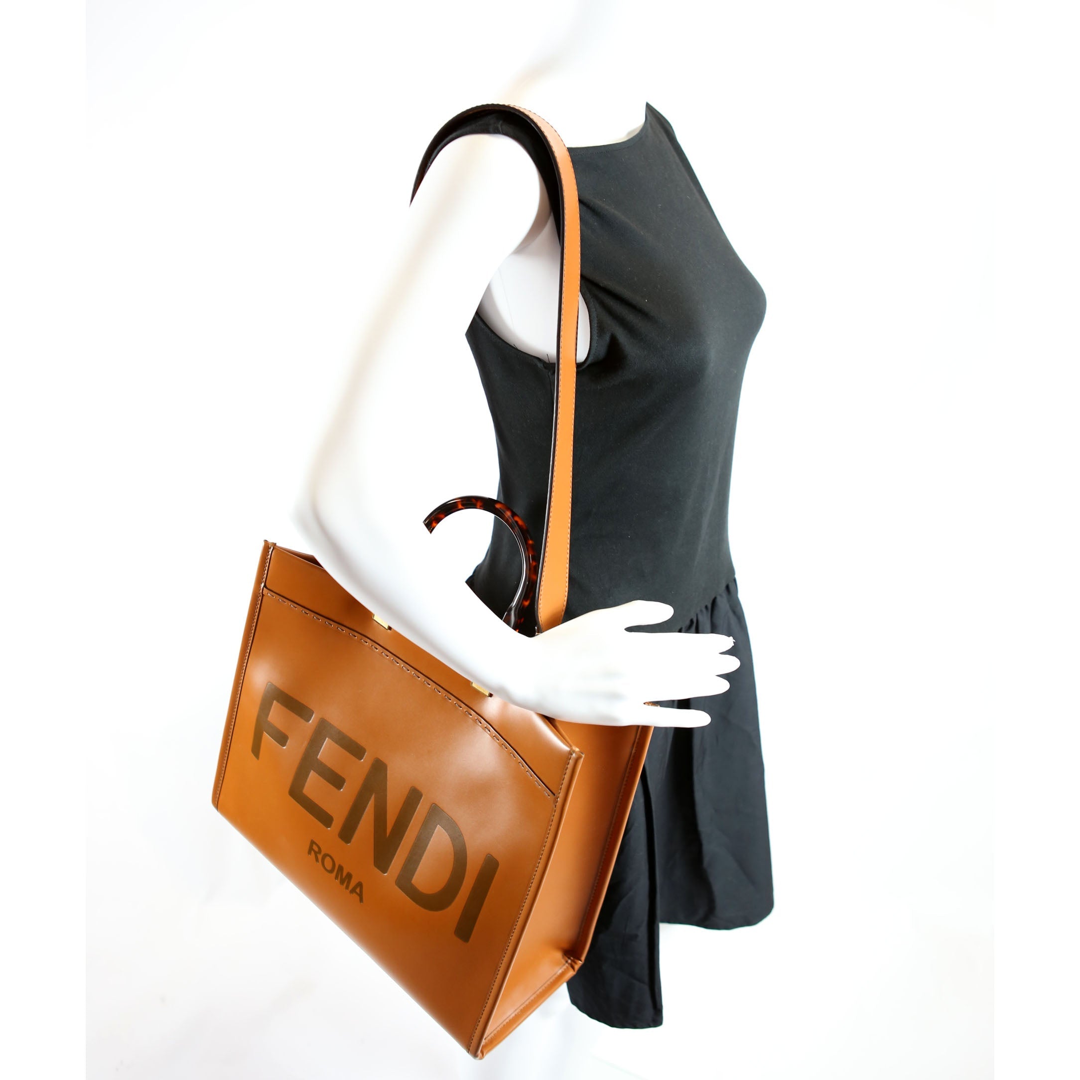 Fendi 8BH386 Sunshine Shopper Medium Leather Brown