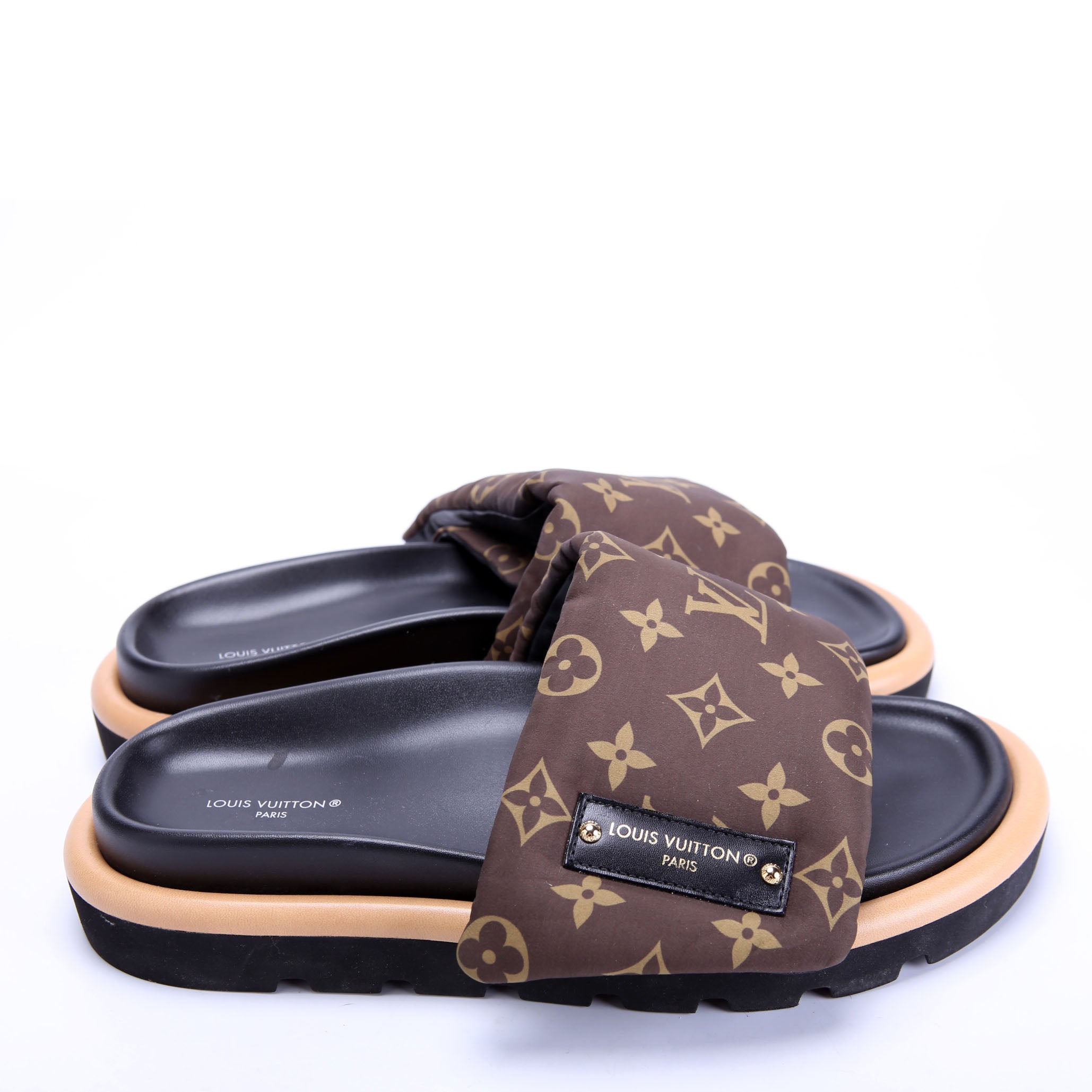Pool Pillow Comfort Mules Size 38 Black/Brown