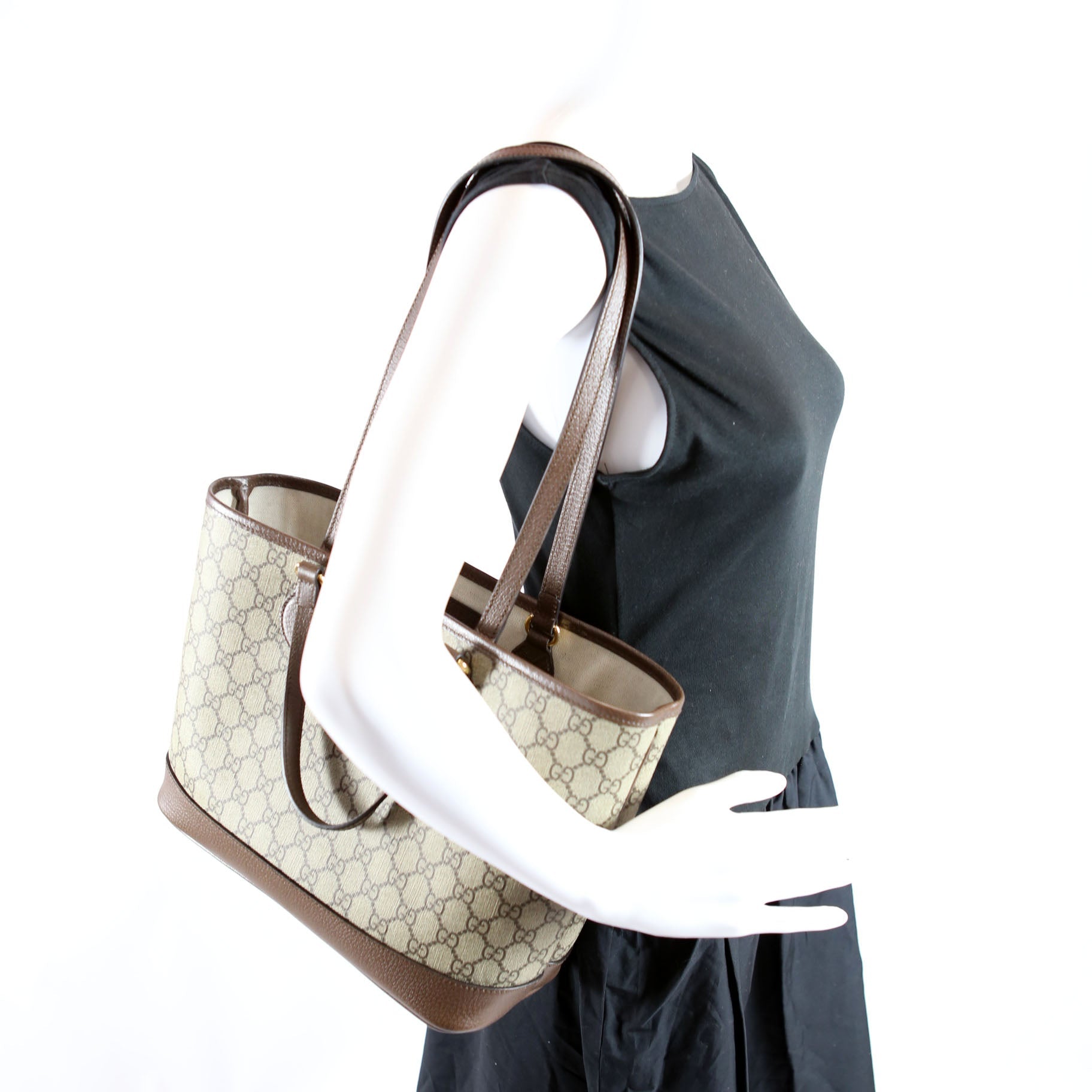 765043 GG Supreme Ophidia Shoulder Tote Medium Brown