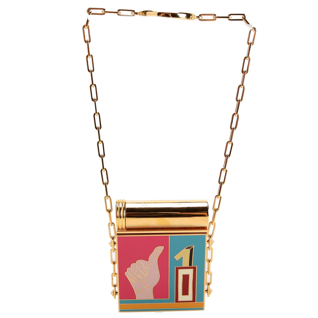 Minaudiere Lipstick/Mirror Chain Gold/Multicolor