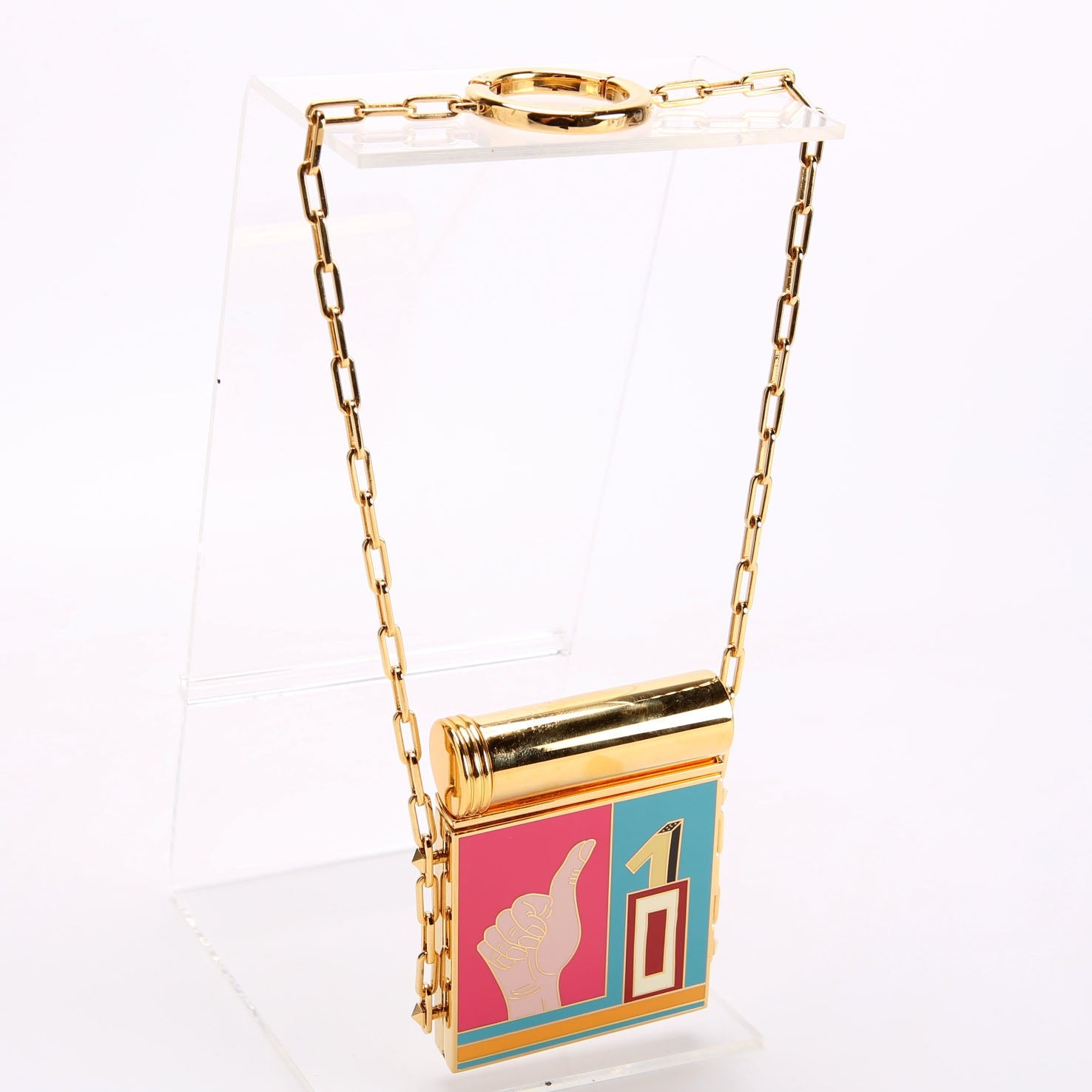 Minaudiere Lipstick/Mirror Chain Gold/Multicolor