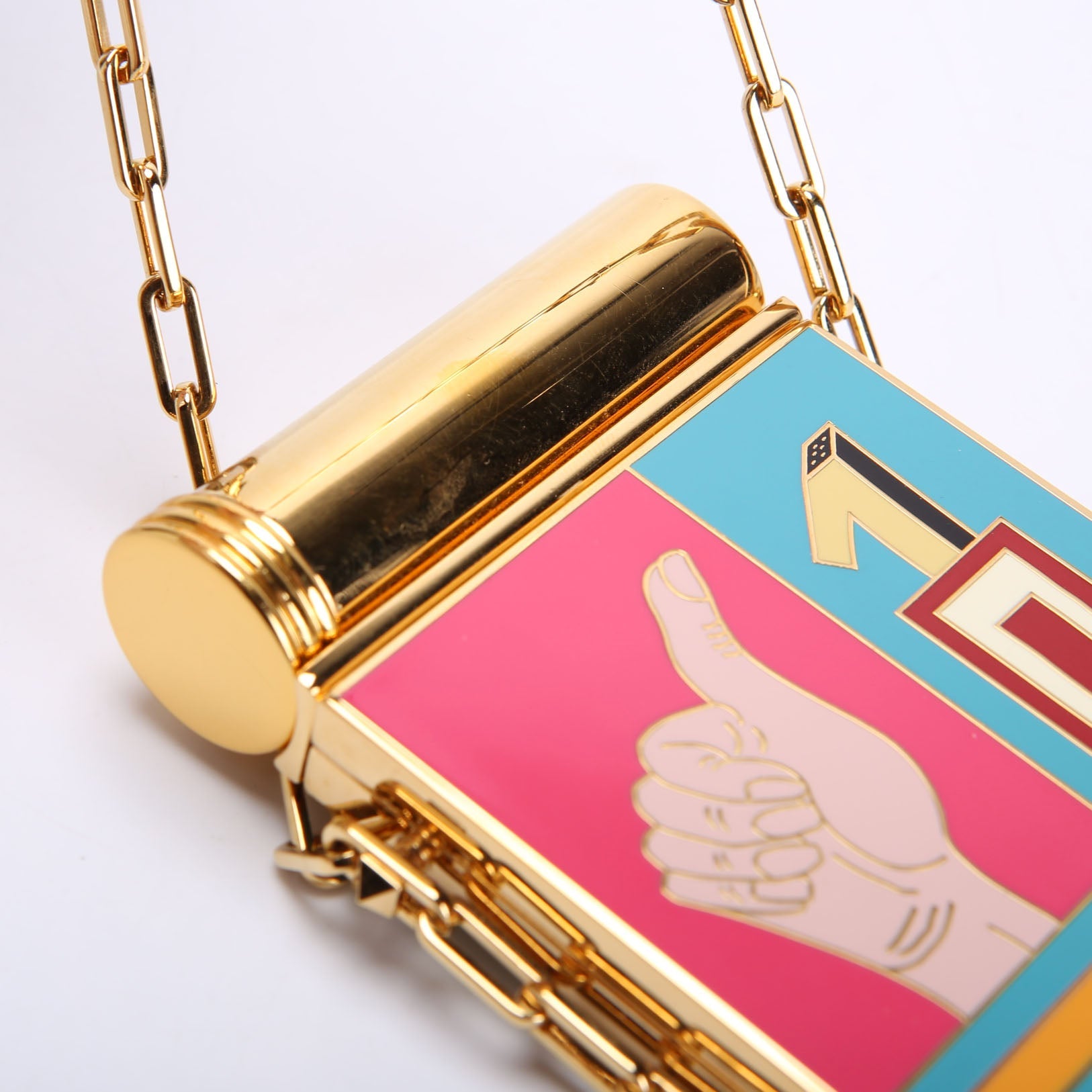 Minaudiere Lipstick/Mirror Chain Gold/Multicolor