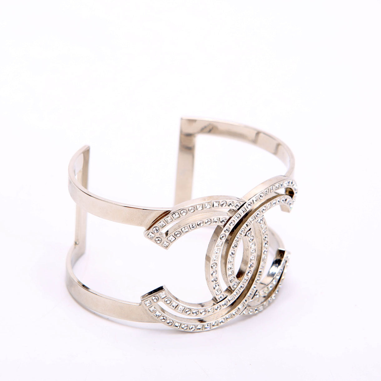 CC Cut-Out Crystal Cuff Bracelet Silver