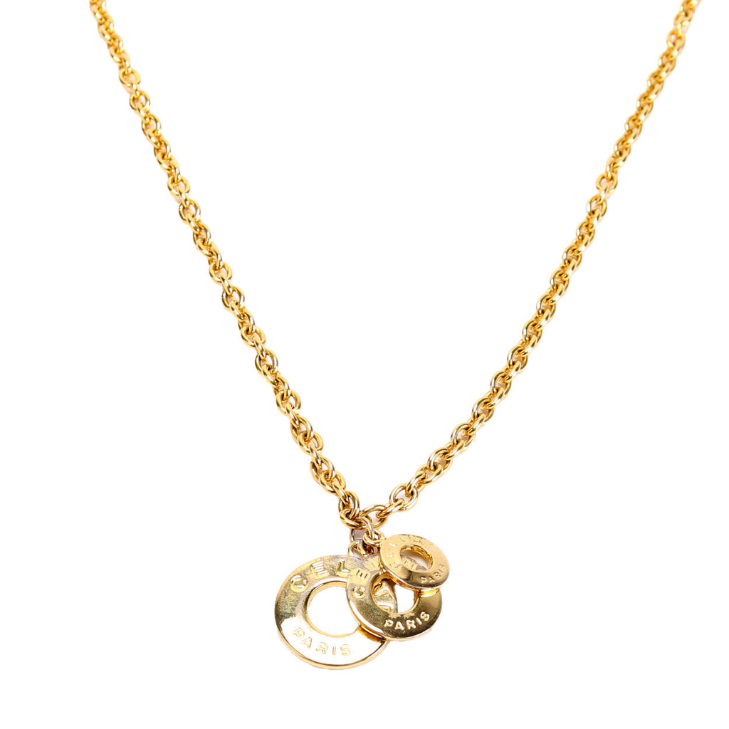 Logo Circle Charm Vintage Necklace Gold