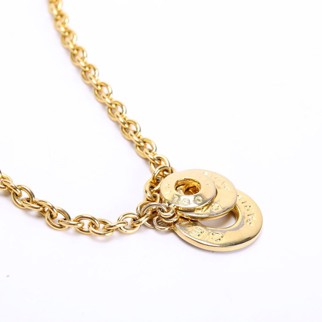Logo Circle Charm Vintage Necklace Gold