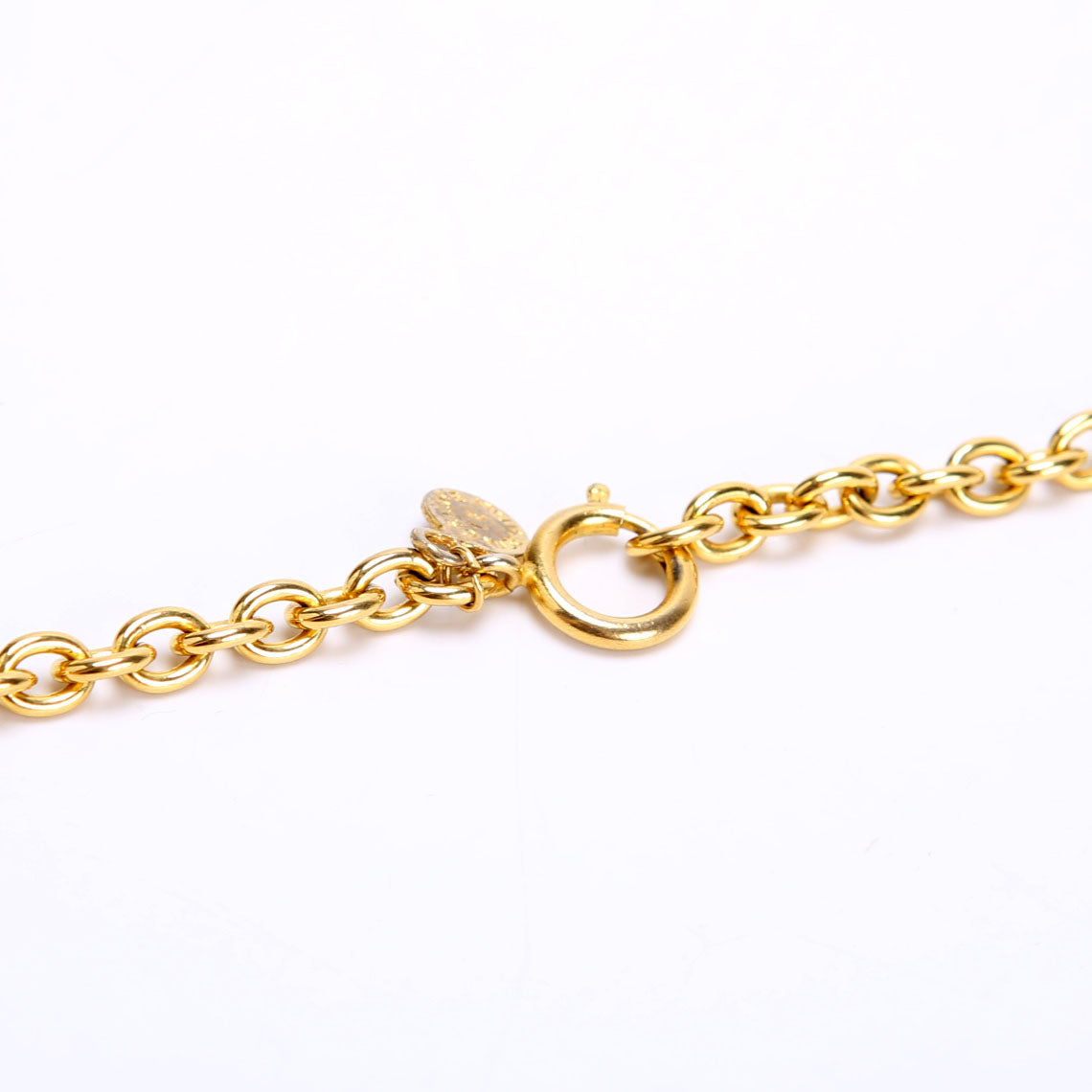 Logo Circle Charm Vintage Necklace Gold