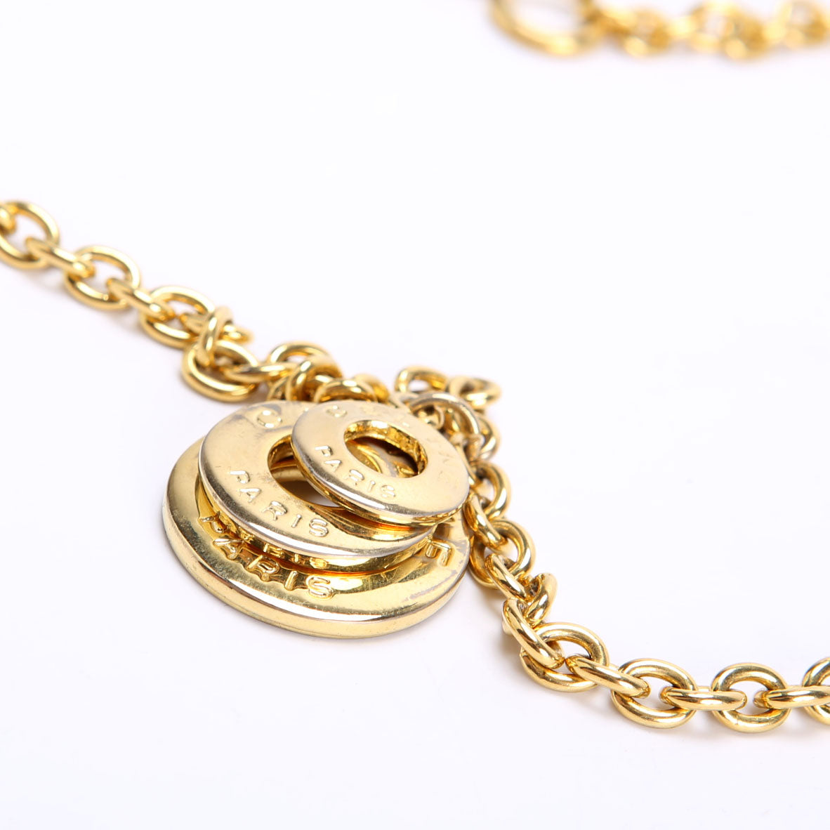 Logo Circle Charm Vintage Necklace Gold