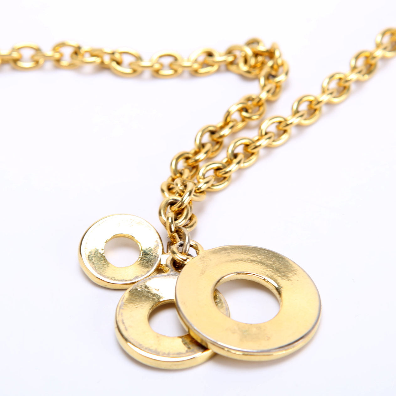 Logo Circle Charm Vintage Necklace Gold