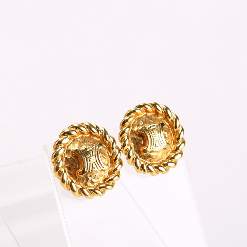 Triomphe Clip-On Vintage Earrings Gold