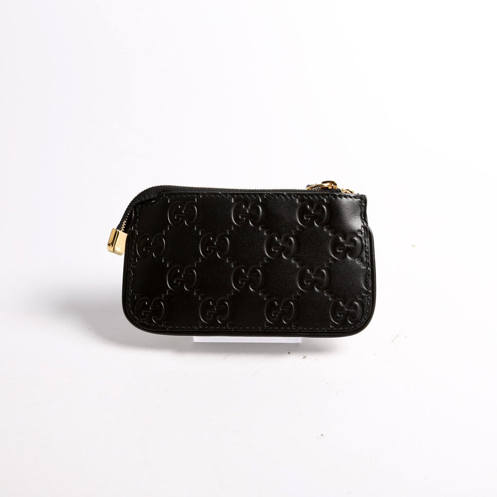 447964 GG Leather Key Pouch Black