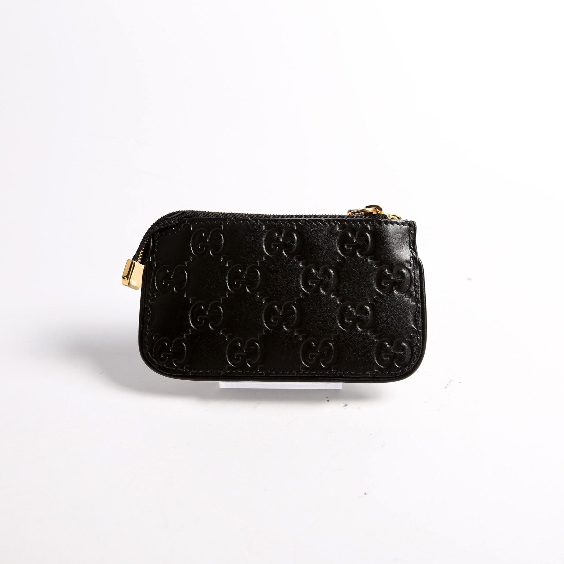 447964 GG Leather Key Pouch Black