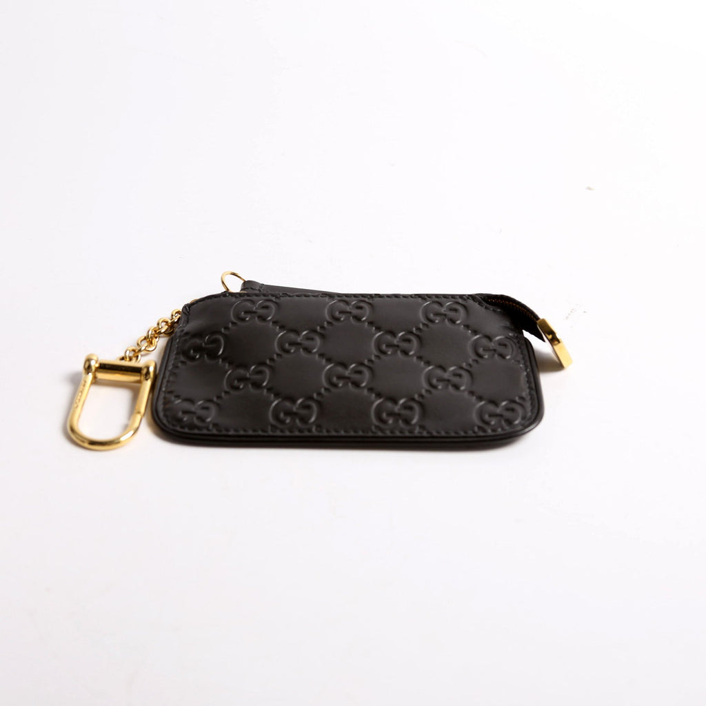 447964 GG Leather Key Pouch Black