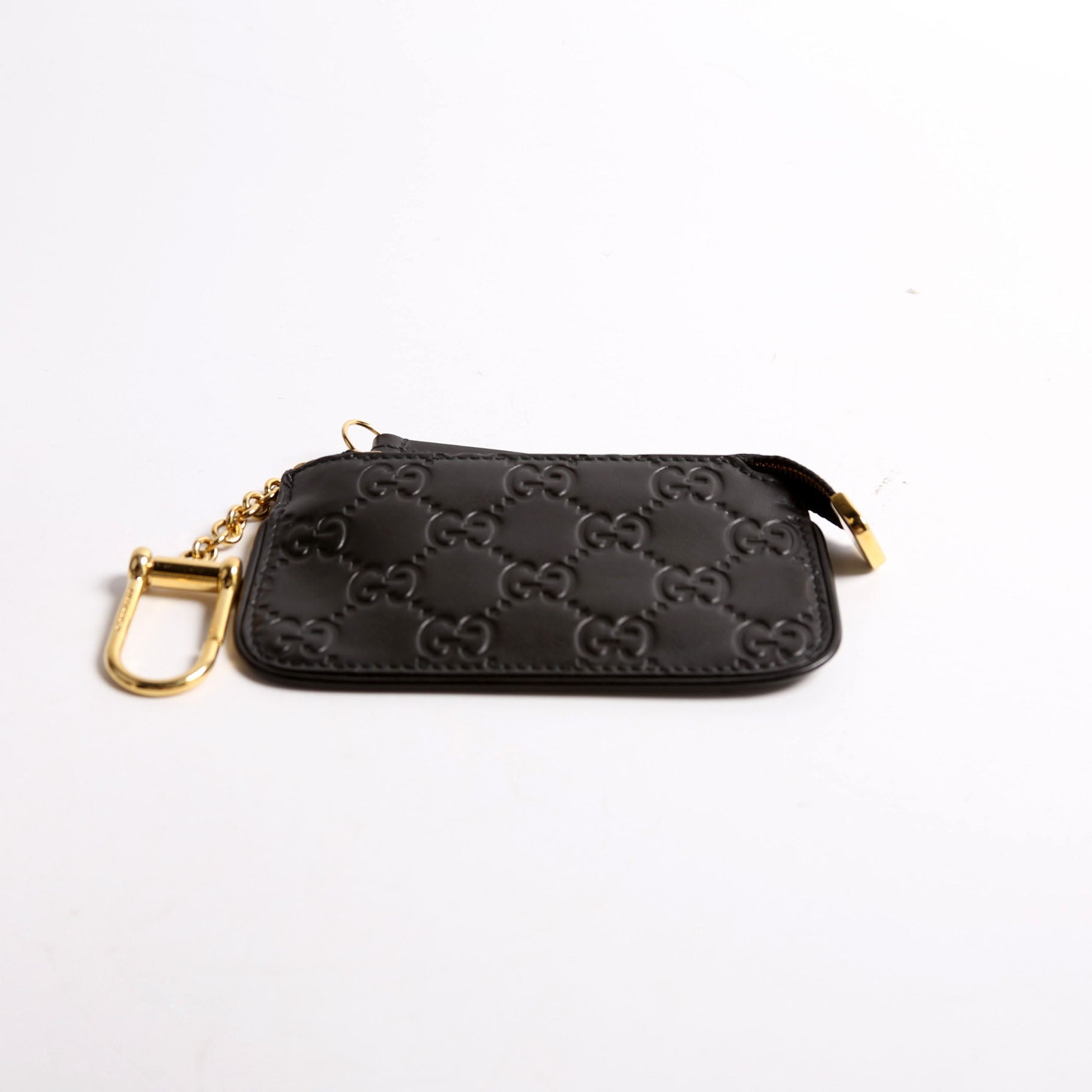 447964 GG Leather Key Pouch Black