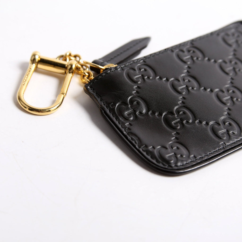 447964 GG Leather Key Pouch Black