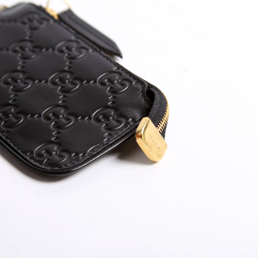 447964 GG Leather Key Pouch Black