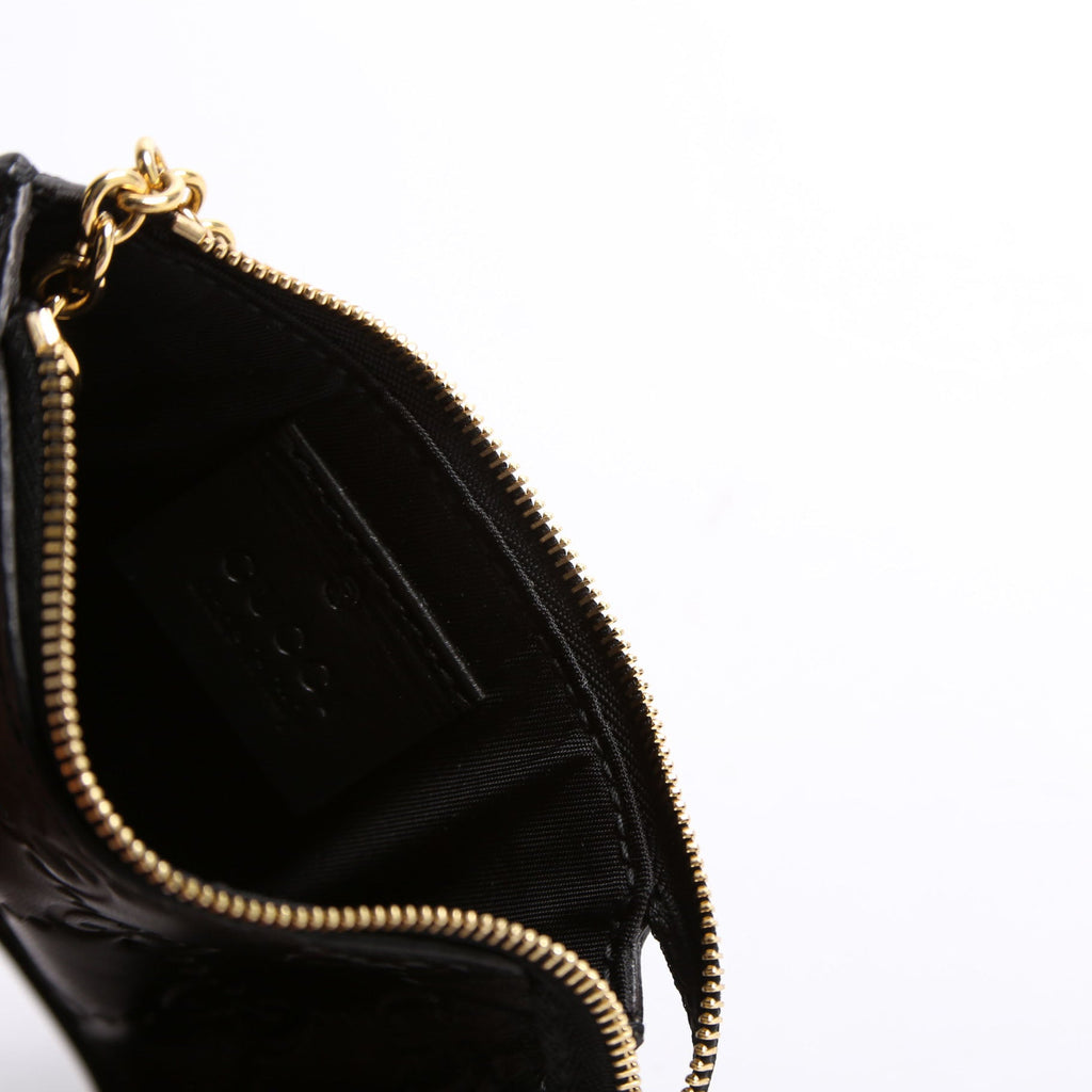 447964 GG Leather Key Pouch Black