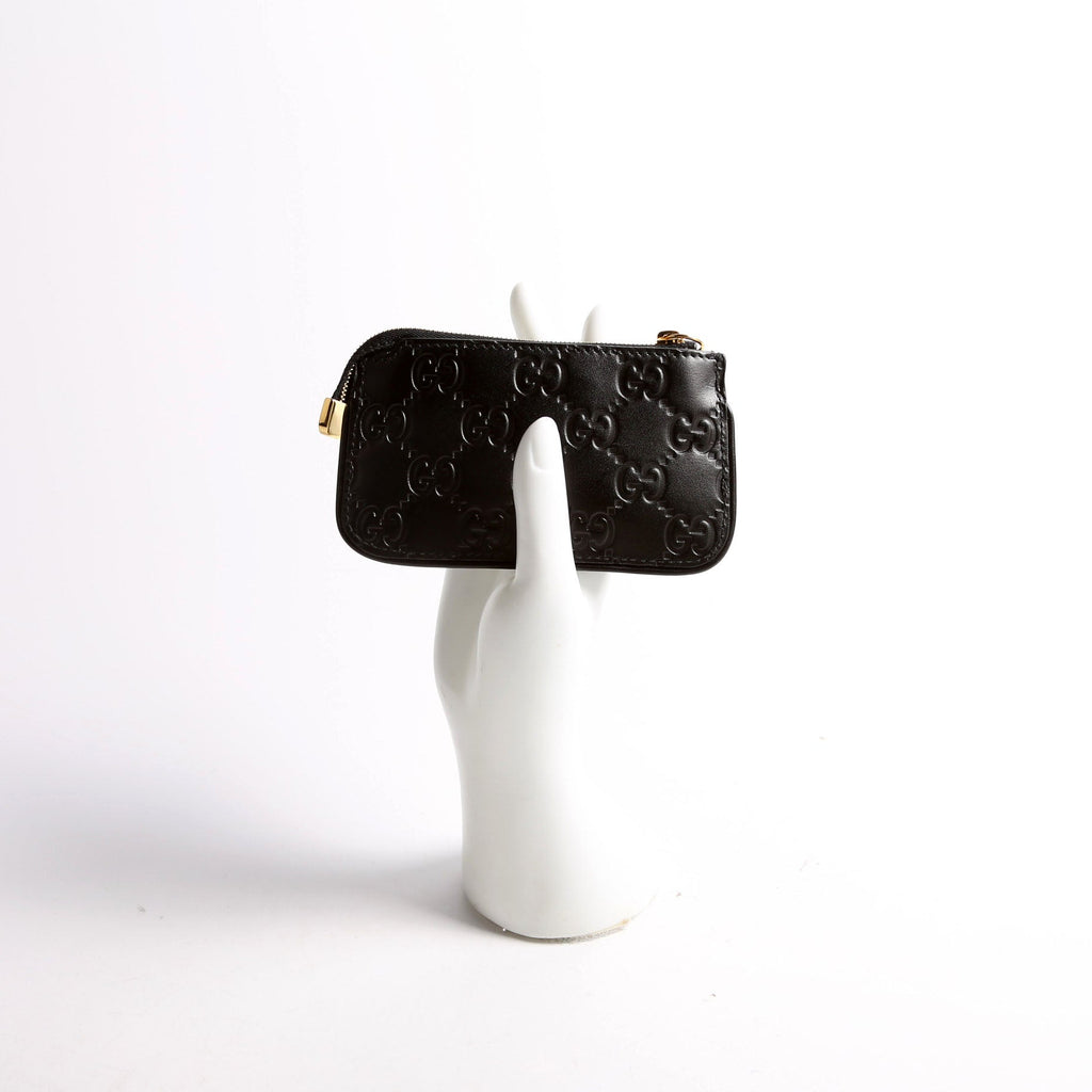 447964 GG Leather Key Pouch Black