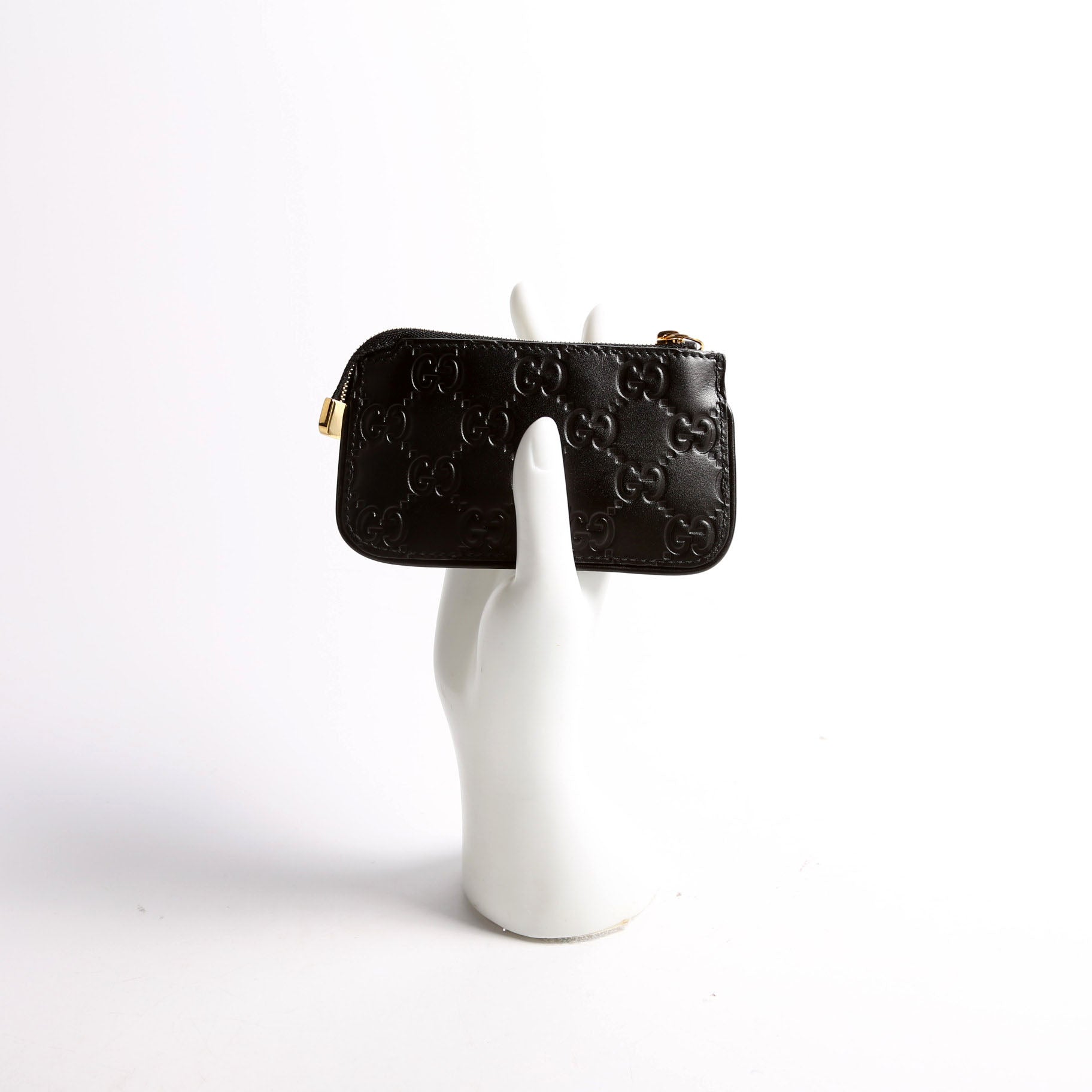 447964 GG Leather Key Pouch Black