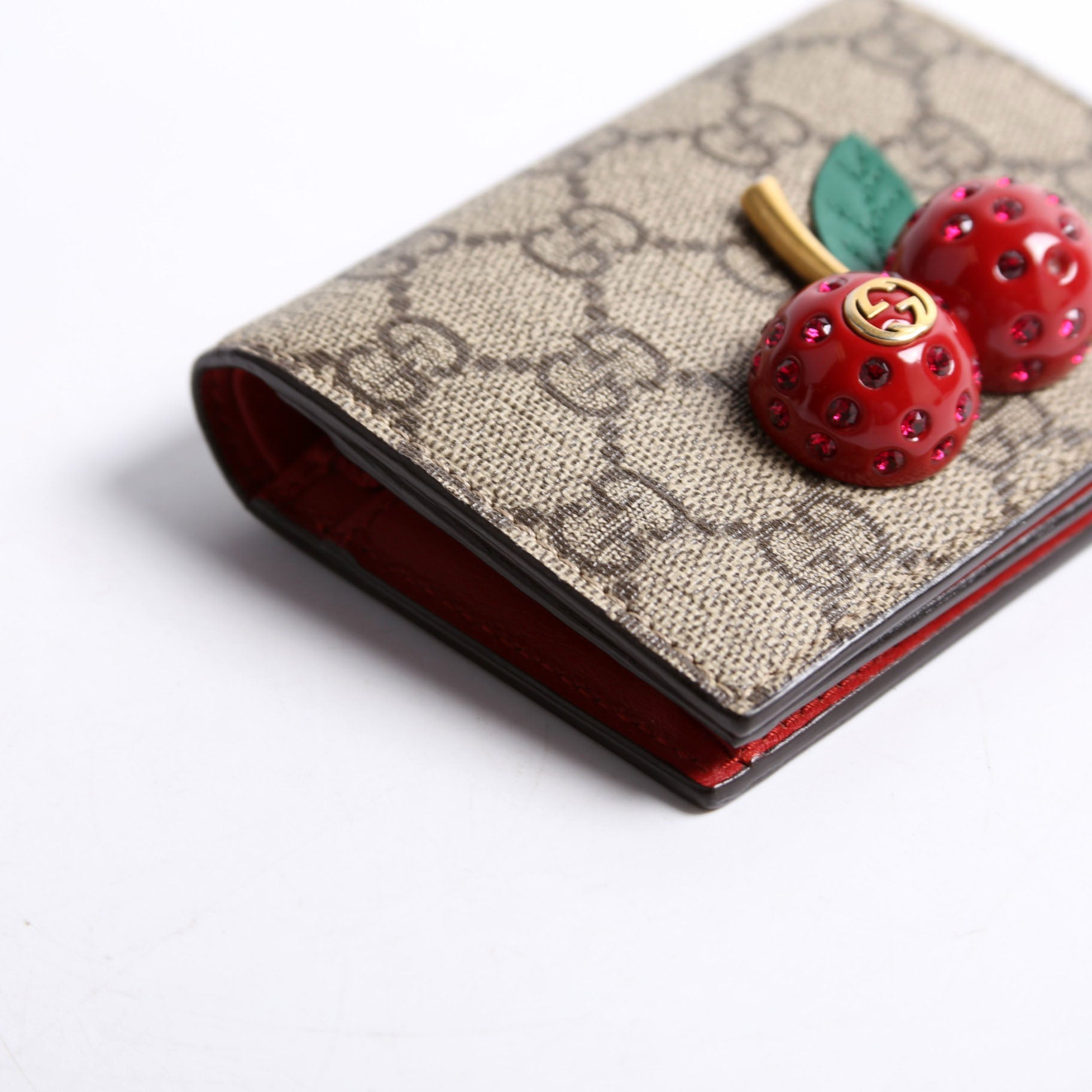 476050 GG Supreme Cherries Card Case Red