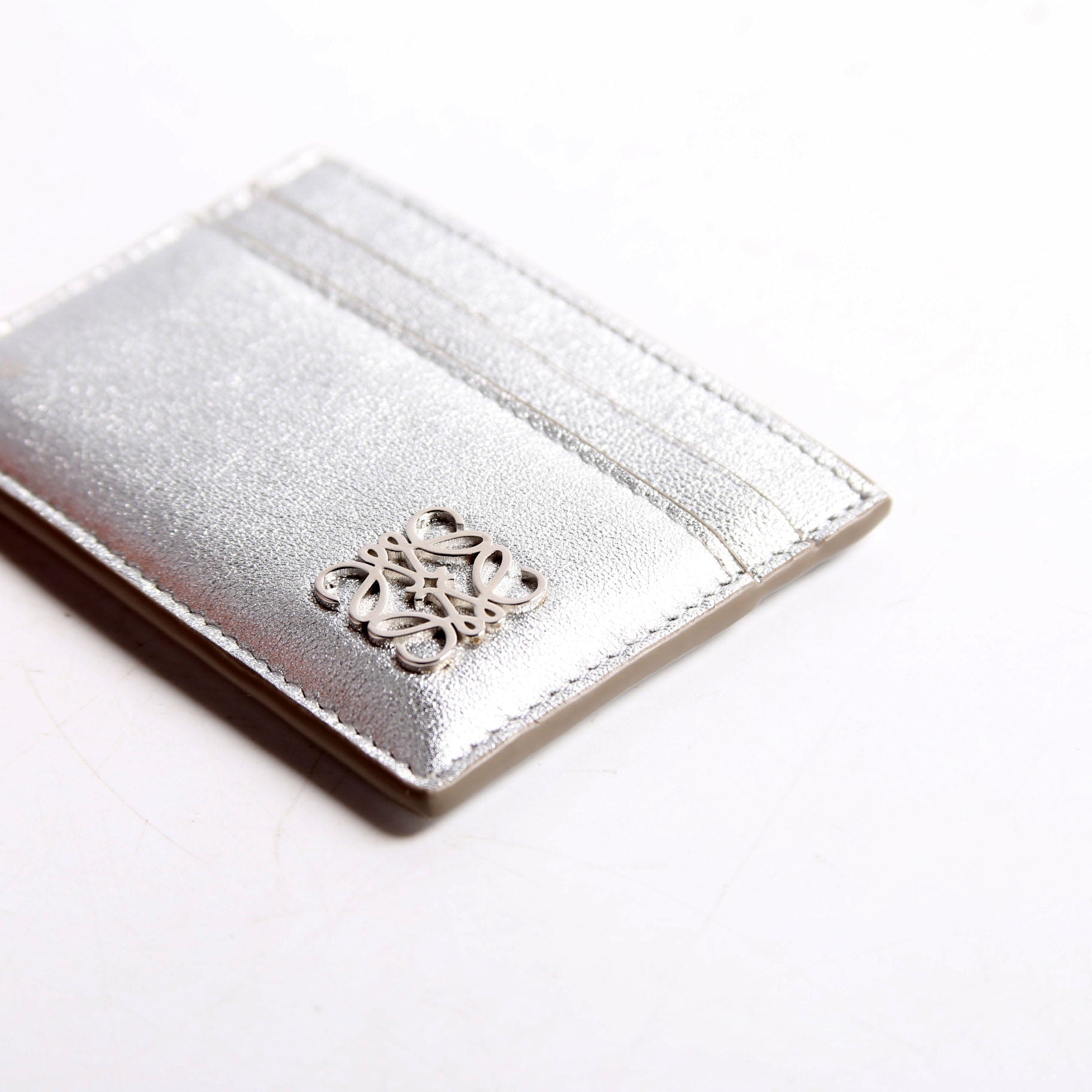 Anagram Metallic Card Holder Silver