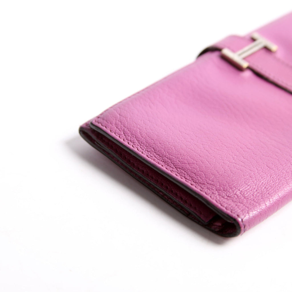 Hermes Bearn Wallet Chevre Leather Purple