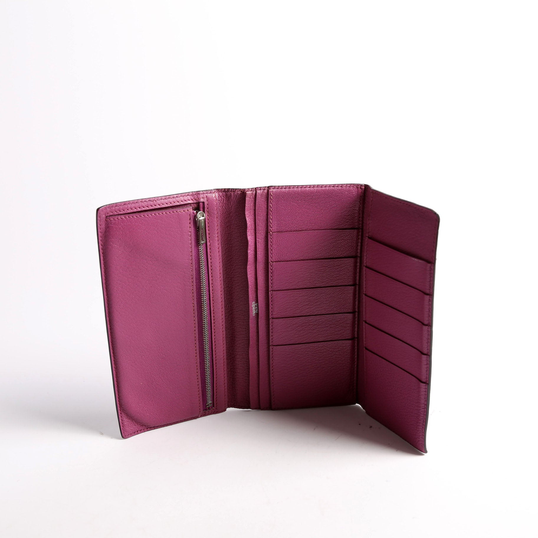 Hermes Bearn Wallet Chevre Leather Purple