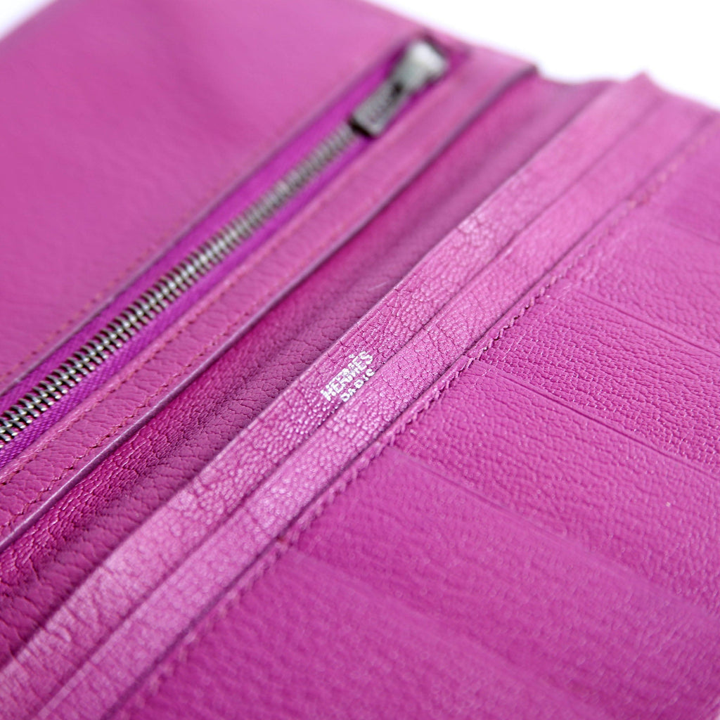 Hermes Bearn Wallet Chevre Leather Purple