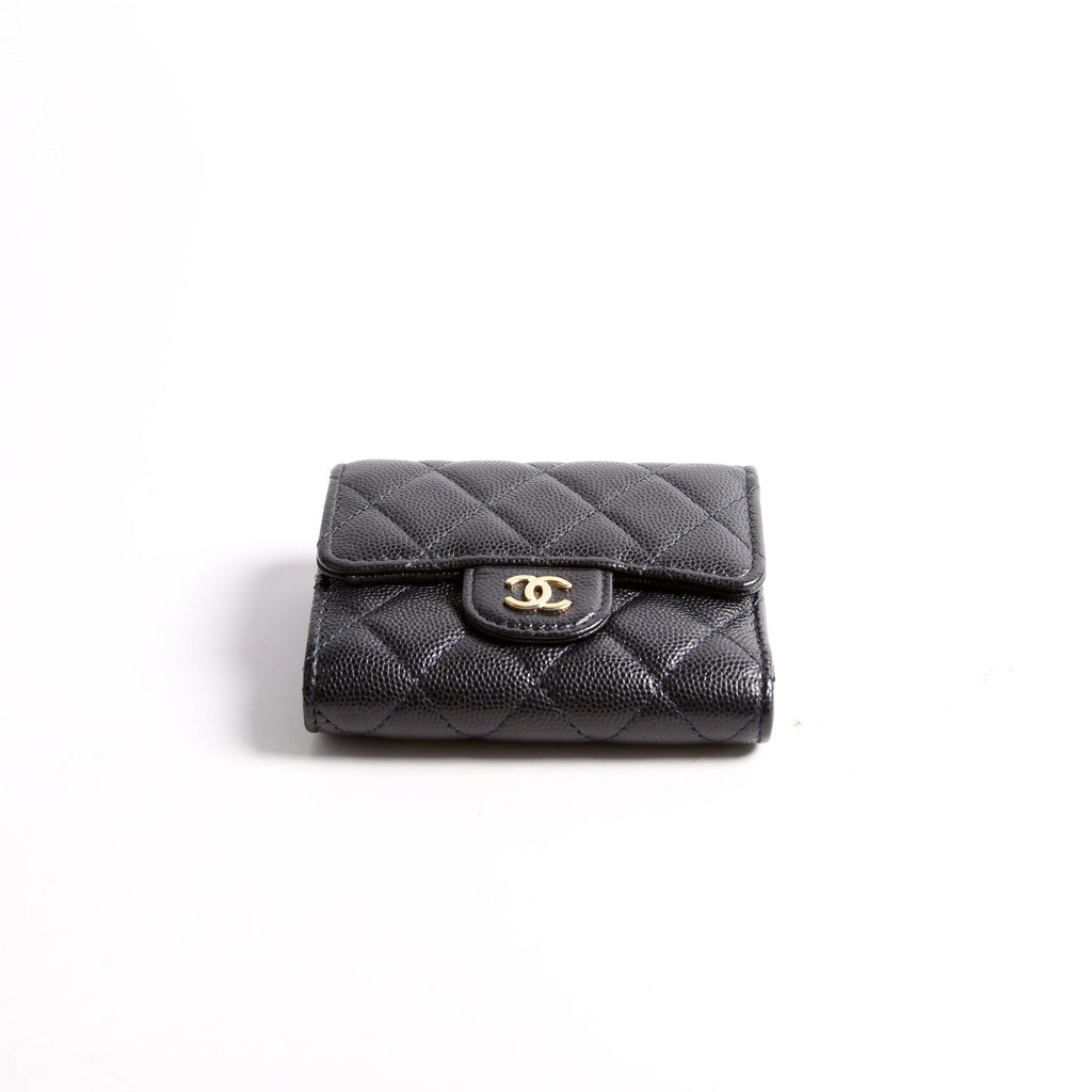 Classic Compact Flap Wallet Caviar Navy