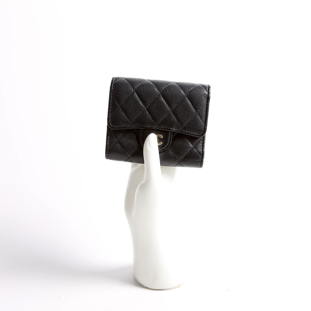 Classic Compact Flap Wallet Caviar Navy