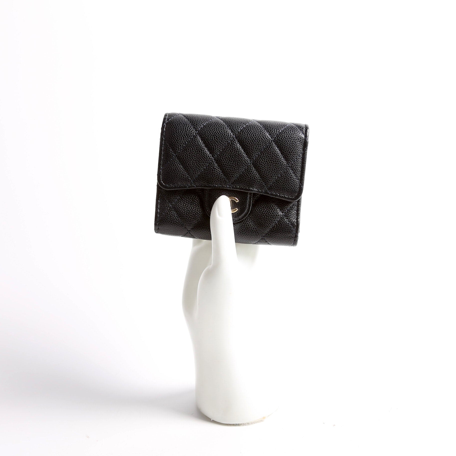 Classic Compact Flap Wallet Caviar Navy