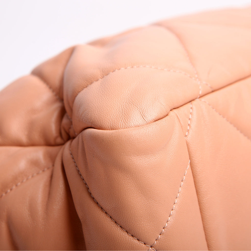 Chanel 19 Quilted Goatskin East/West Shopping Tote Nude