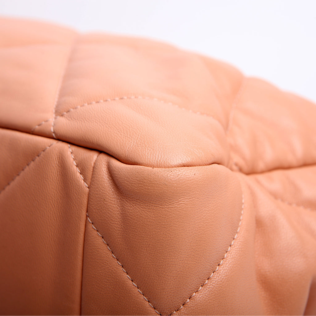 Chanel 19 Quilted Goatskin East/West Shopping Tote Nude