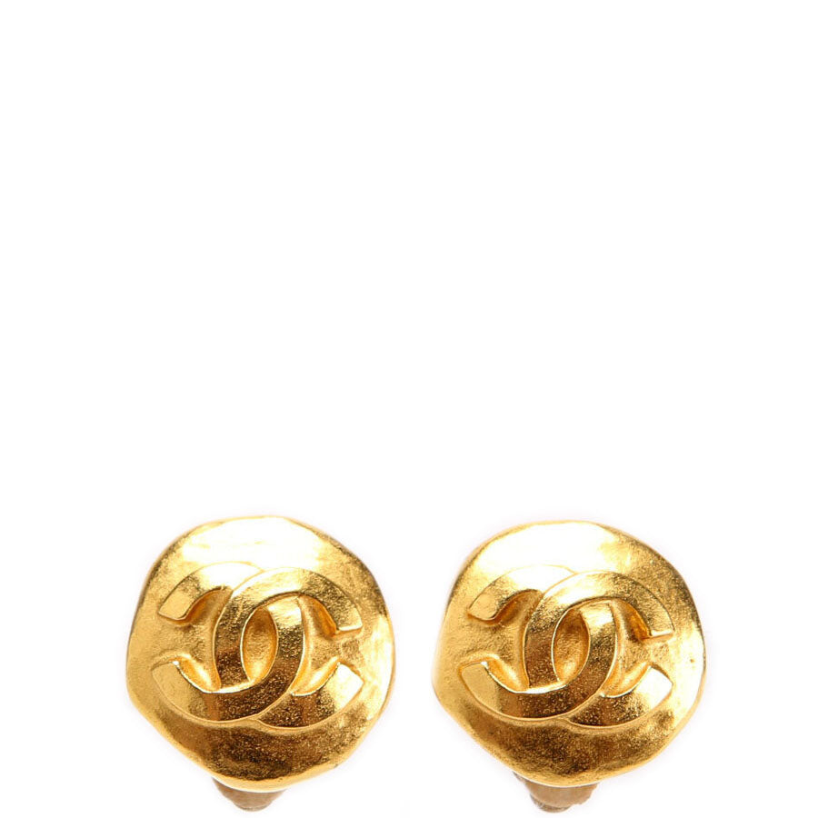 CC Round Clip-On Vintage Earrings Gold