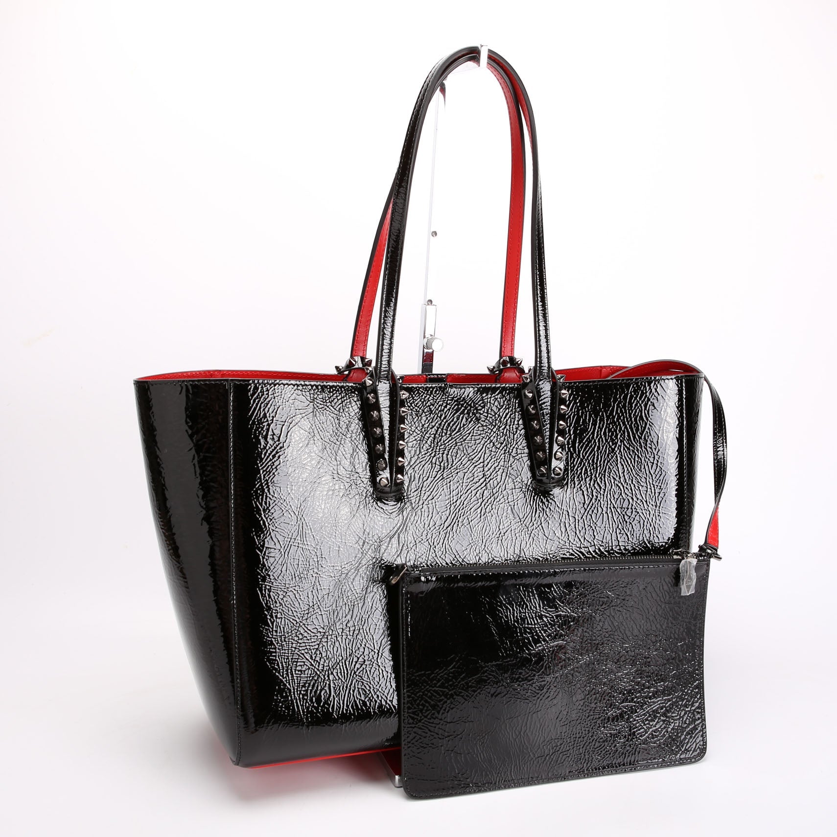 Cabata Small Tote With Pouch Patent Leather Black