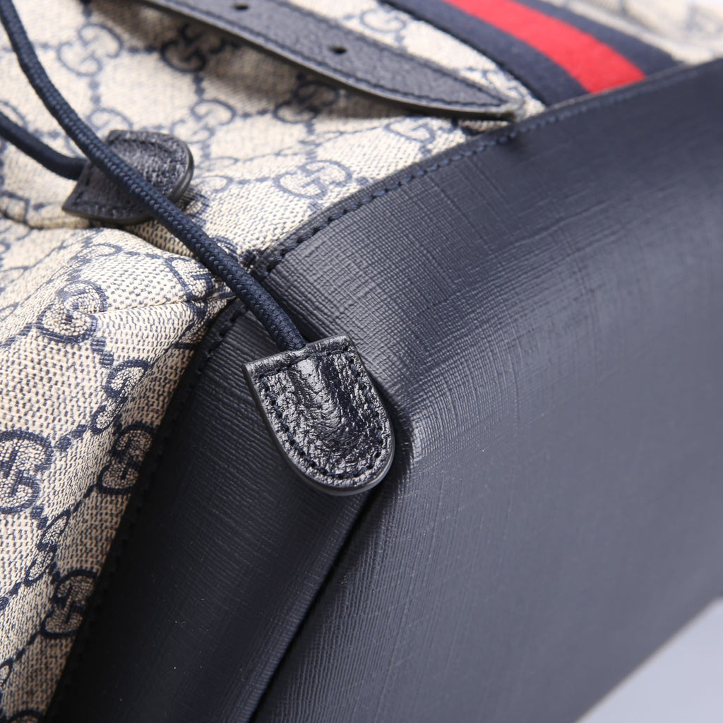 598140 GG Supreme Ophidia Double Buckle Backpack Medium Navy