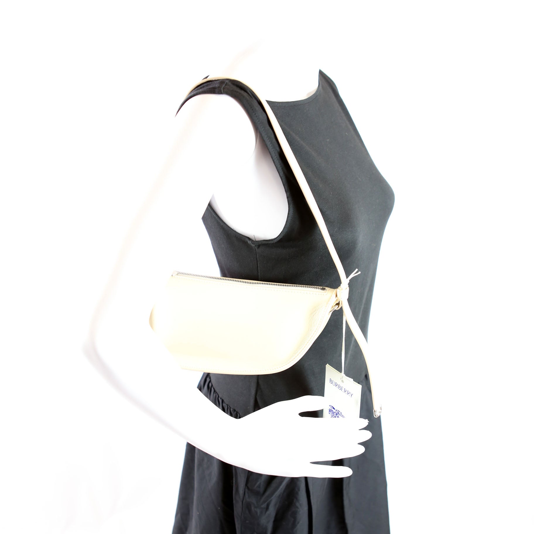 Mini Shield Leather Sling Bag Cream
