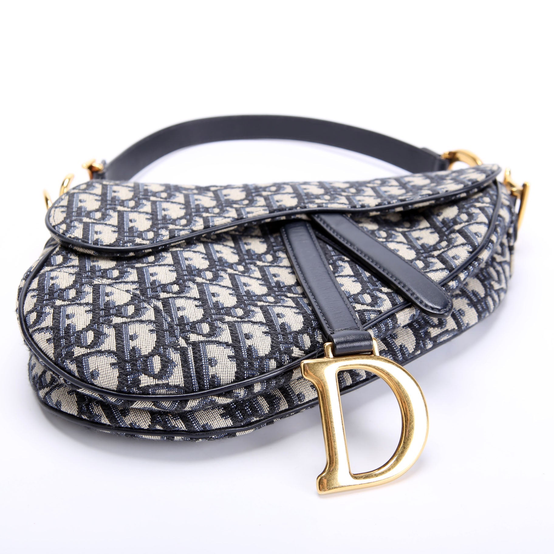 Dior Saddle Bag Oblique Navy/Gold