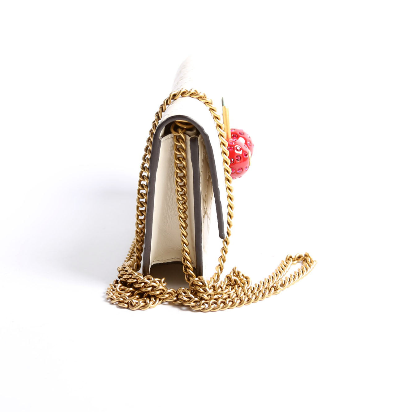 Gucci 481291 GG Leather Cherries Mini Bag Ivory/Red